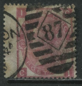 1867 3d rose Plate 10 CI used with London numeral 87 duplex - Picture 1 of 1