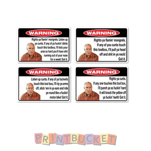 Alf funny rude tool box stickers 4 pack 150mm quality water/fade proof vinyl - Picture 1 of 1