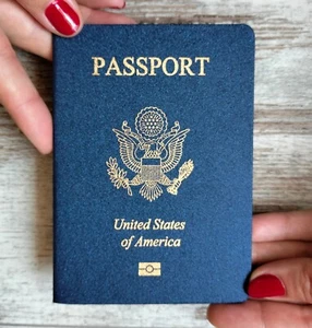 US Passport Prop Originalgröße. Reise Amerikanischer Reisepass-Notizbuch. Spielpass - Bild 1 von 10