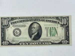 1934 Banconota A $10 Federal Reserve, Chicago *Circolata F5.16 - Foto 1 di 6