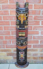 Maschera in legno 100 cm Tribale Aquila American Indian etnico Totem in piedi