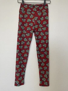 Lularoe Women’s One Size Crown All Over Print Cozy Stretch Leggings Burgundy Red - Picture 1 of 6