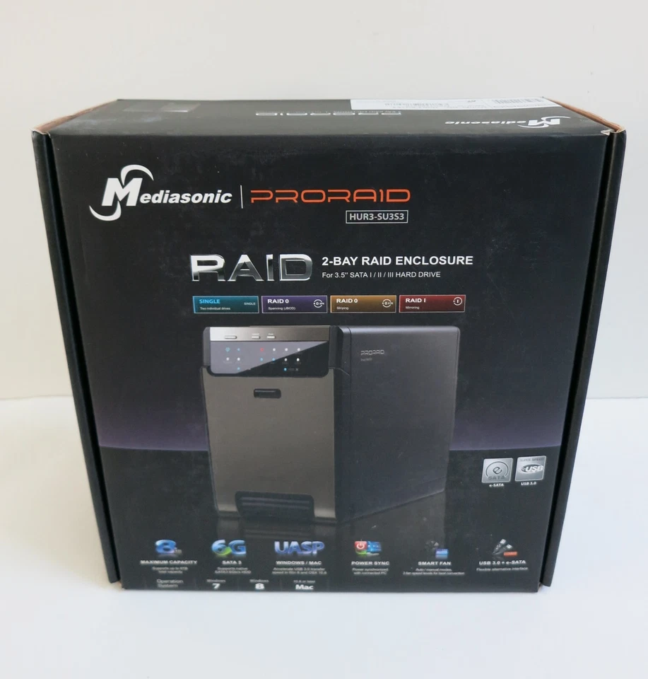 Mediasonic Proraid 2-Bay Raid Enclosure HUR3-SU3S3, New & Factory Sealed - Image 1 of 4
