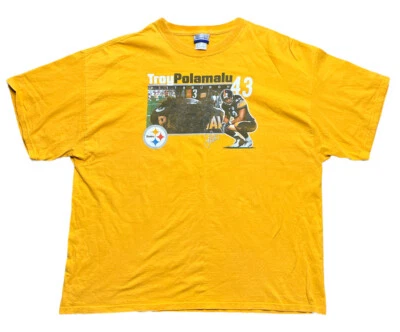 Pittsburgh Steelers Troy Polamalu T Shirt Reebok Y2K Men’s XL Yellow Preowned — 第 1/4 张图片