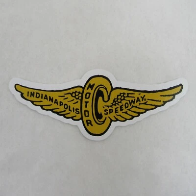 IMS Retro Logo Sticker Indianapolis Motor Speedway Gold Wings & Wheel White - Image 1 of 4