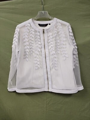 Jaqueta Blazer Colleen Lopez Feminina Branca Manga Longa Couro Sintético Tamanho P - Imagem 1 de 4