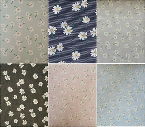 Tela de vestido artesanal floral de polialgodón margarita flores costura de lunares margaritas - Imagen 1 de 10
