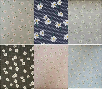 Floral Polycotton Daisy Material Sewing Craft Dress Fabric Polka Dot Daisies