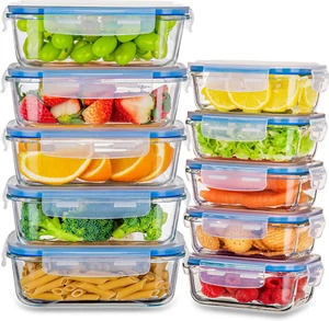 10 Pack Glass Food Storage Containers (1040ML&370ML), Glass Meal Prep Containers - Picture 1 of 9
