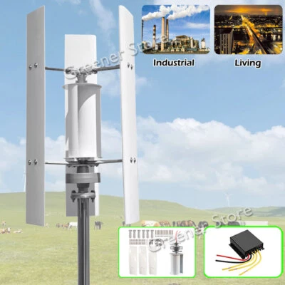 3KW 12V 24V 48V Vertical Axis Wind Turbine Generator 3 Blades Charge Controller - Image 1 of 4
