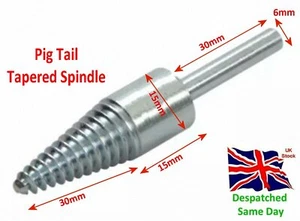 Pig Tail Tapered Spindle 6mm Shank Polishing Buff Galvanised - Picture 1 of 2