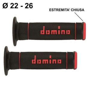 MANOPOLE DOMINO TRIAL MOTO STRADA SCOOTER RACING ROSSE NERE CHIUSE Ø 22 26 mm - Imagen 1 de 3