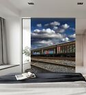 3D Blue Carriage N636 Transport Wallpaper Mural Self-adhesive Removable Amy