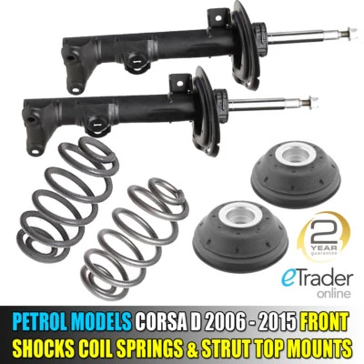 VAUXHALL CORSA D FRONT SHOCK ABSORBERS COIL SPRINGS STRUT TOP MOUNTS PETROL CARS - Image 1 of 4