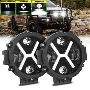 Par de luces de trabajo LED redondas de 7" vainas DRL luz de conducción punto de inundación SUV todo terreno todo terreno todo terreno - Imagen 1 de 9