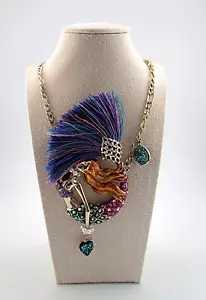 Betsey Johnson Detailed Enamel and Crystal Embellished Mermaid Pendant Necklace - Picture 1 of 6