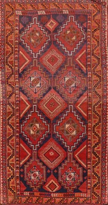 Vintage Tribal Geometric Navy Blue Traditional Hand-knotted Wool Area Rug 5x10 - Picture 1 of 24