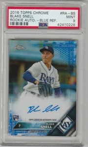 BLAKE SNELL - 2016 TOPPS CHROME ROOKIE AUTOGRAPHS - BLUE REFRACTOR - PSA MINT 9