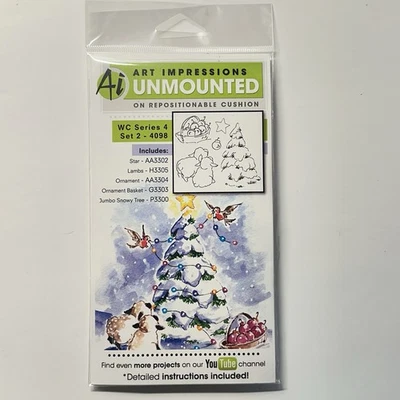 Impresiones artísticas estampillas de goma acuarela Ai WC serie 4 conjunto 2 - 4098 cordero y árbol Foto 1 de 3