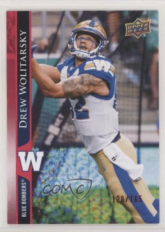 2021 Upper Deck CFL Red /165 Drew Wolitarsky #44 - Image 1 of 2