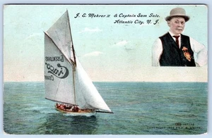 Cinco cigars 1910 velero J.E. TARJETA POSTAL MÁS CAPT SAM GALE ATLANTIC CITY NJ - Imagen 1 de 2