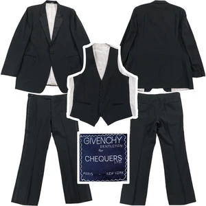 Vintage Givenchy 3 Piece Tuxedo Suit, Wool, Satin Lapel, Blazer 41R Pants 39x31 - Picture 1 of 24
