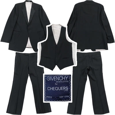 Vintage Givenchy 3 Piece Tuxedo Suit, Wool, Satin Lapel, Blazer 41R Pants 39x31 - Image 1 of 4