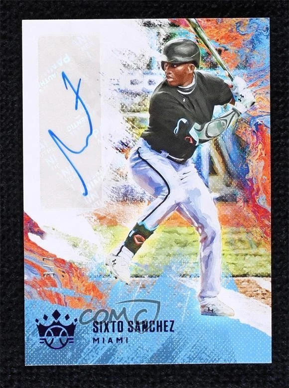 2021 Diamond Kings FOTL Purple /7 ( pictured) Sixto Sanchez Jesus Rookie Auto RC - Image 1 of 2