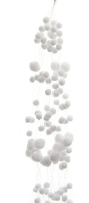 KAEMINGK White Snowball Christmas Garland Decoration Winter Party Decorating 135cm Long