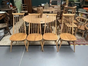 Ercol Goldsmith Chairs Set of 4 Blonde Elm Finish Vintage Retro Mid Century - Picture 1 of 6