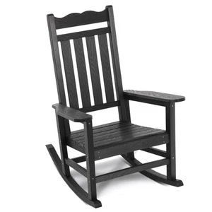 All-Weather Patio Rocking Chair with 400 lbs Weight Capacity, Oversized Porch... - Picture 1 of 9