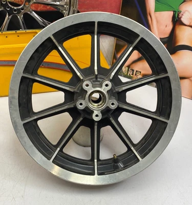 Rueda delantera 16x3" OEM 84-99 Harley FLH Touring Heritage FL FatBoy negra 10 radios Foto 1 de 4