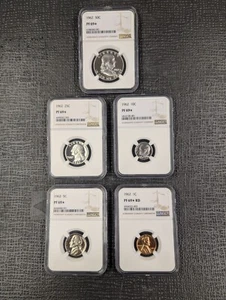1962 PF 69 STAR Proof Set All 5 Coins, EXCEPTIONAL Eye Appeal, $905 NGC Value!! - Picture 1 of 12