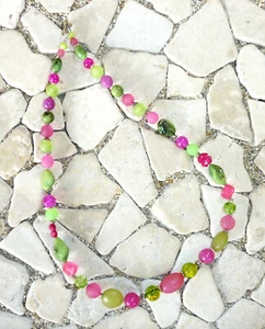 ★ cadena de longitud media ★ collar ★ rosa y verde manzana ★ - Imagen 1 de 5