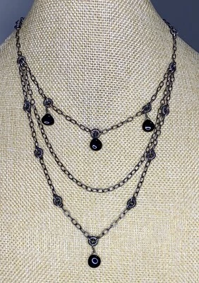 Silpada Oxidized Sterling Silver & Black Chalcedony 3 Tiered Necklace - Image 1 of 4