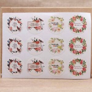 Round Floral Themes Decoration Stickers - Thank You Love Labeling Sticker 100pcs