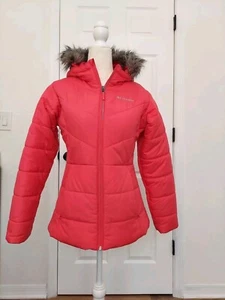 Columbia Girls Katelyn Crest Hooded Hot Pink Insulated Jacket, Sz: L - Picture 1 of 10