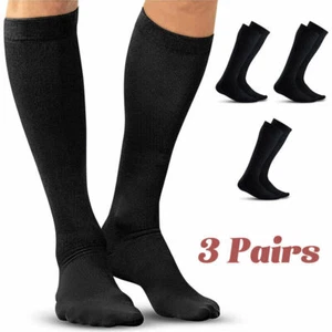 (3 Pairs) Compression Stockings Support Hose Socks Best Comfort Circulation Sock - Picture 1 of 12