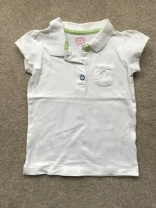 Carters Girl White Button Up Polo Camisa de manga corta Botones decorativos Sz 4 EUC - Imagen 1 de 2