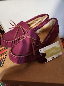 NWT ULTRAIDEAS SUEDE INDOOR/OUTDOOR MOCCASIN SLIPPERS FAUX FUR LINED WOMEN'S 7