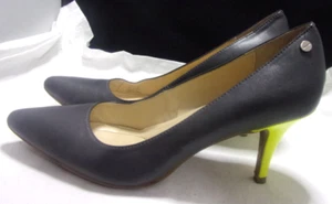 Calvin Klein 'ASHLEY' Women's Classic Gray Pumps /yellow Heels Size US 8M - Picture 1 of 10