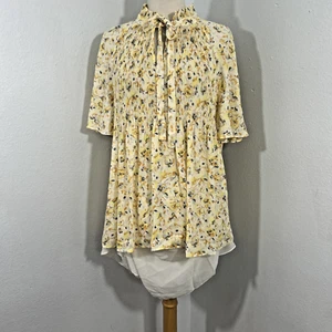 Lauren Ralph Lauren Blouse Womens XL Floral Pleated Georgette Summer Blouse - Picture 1 of 8