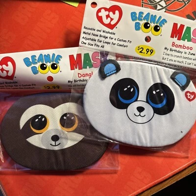 2020 TY 2 Pack Animal Beanie Boo Children Face Mask Covering Reusable Washable - Image 1 of 4