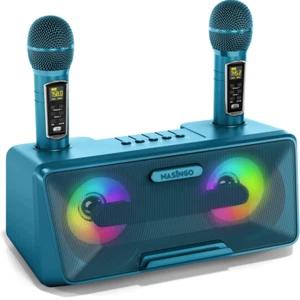 Karaoke Machine for Adults and Kids with 2 Wireless Microphones, Portable Blueto - Picture 1 of 12