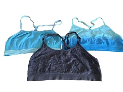 Jockey Mujer Sujetadores Deportivos Paquete 2 Azul Sólido y 1 Gris Entrenamiento Prendas para el torso Cortas XL Foto 1 de 4