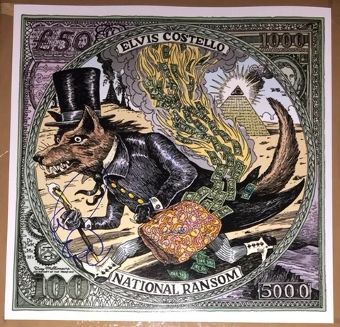 SIGNED ELVIS COSTELLO 12x12 NATIONAL RANSOM ALBUM COVER PRINT PHOTO RARE Cover