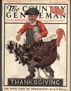 1923 Country Gentleman November 24 - J F Kernan - Thanksgiving; Immigrants - Picture 1 of 1