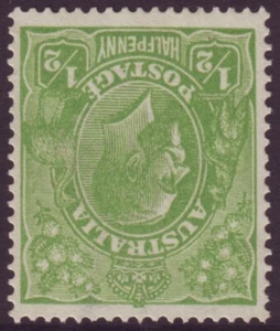 1/2d GREEN SINGLE WMK VARIETY BW63(4)p PLUS INVERTED WATERMARK - UNUSED (NO GUM) - Picture 1 of 1