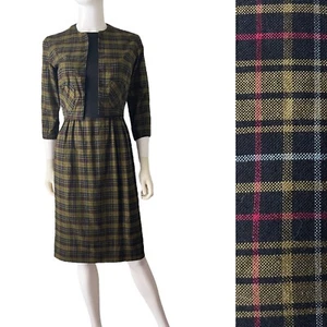 Vintage 1950s Helen Whiting Plaid Cotton Dress & Cropped Bowlero Jacket, Sz Sm - Picture 1 of 12