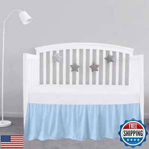 Light Blue Crib Bed Skirt 28" x 52" with 14" Drop - Dust Ruffle Crib Skirt wi - Picture 1 of 5